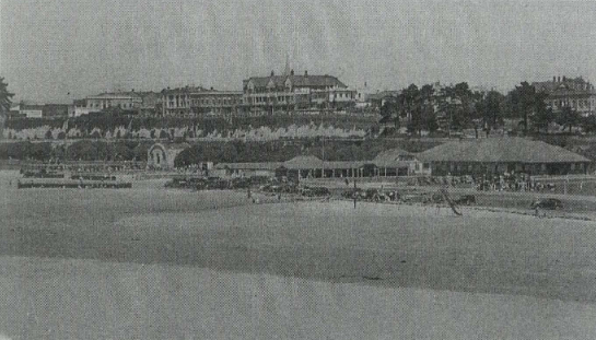 Caroline Bay with Macrocarpa trees that were later cut down to improve the view they were planted to disguise where night soil was dumped