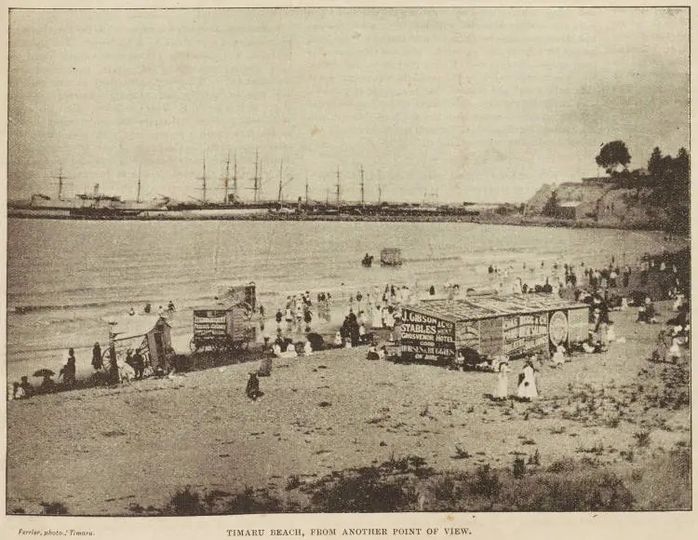 1894 01 06 Timaru Beach from another point of view New Zealand Graphic Ferrier William 1855 1922 Auckland Libraries Heritage Collections NZG 18940106 0001 02 1