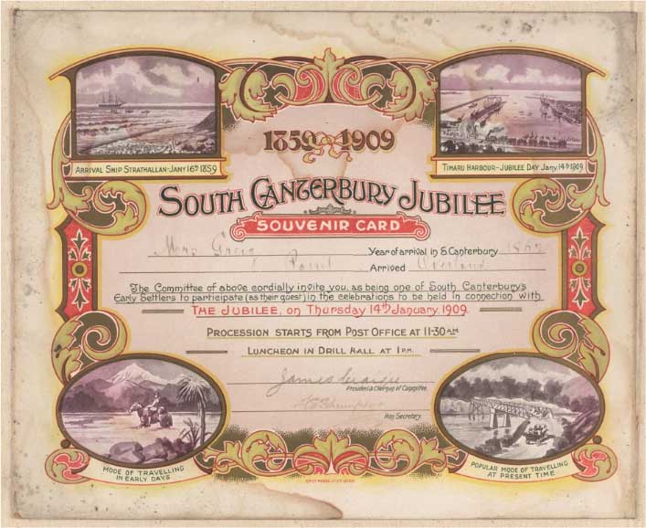 1909 South Canterbury Jubilee card Christchurch City Libraries