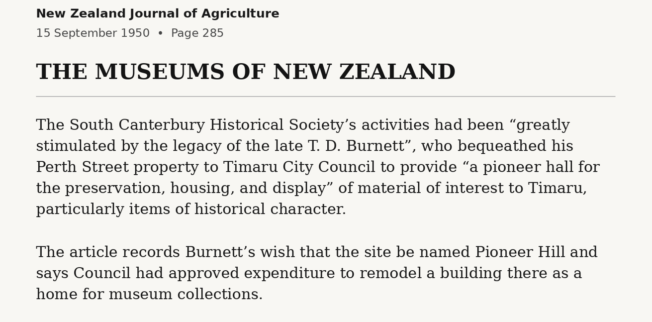 1950 Burnetts bequest Pioneer Hill and Pioneer Hall