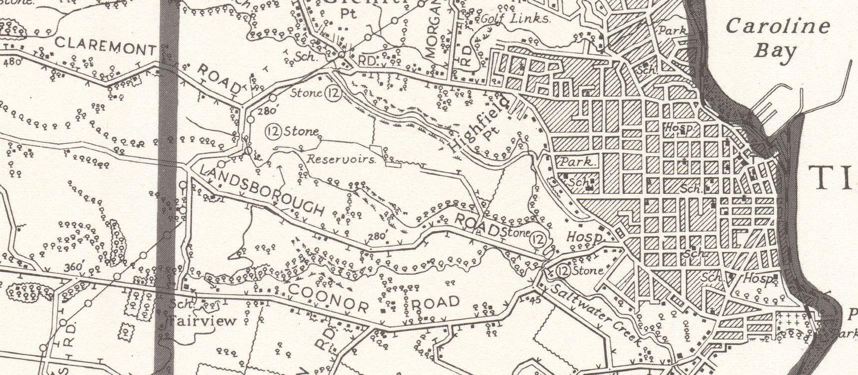 1952 Timaru Urban Area Map Crop Timaru Reservoir National Digital Heritage Archive