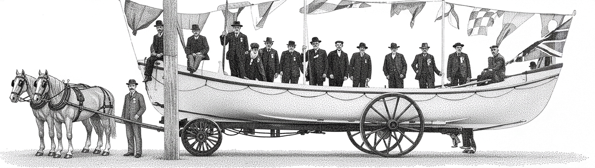 50th Anniversary of Black Sunday parade Illustration based on South Canterbury Museum photo 1554