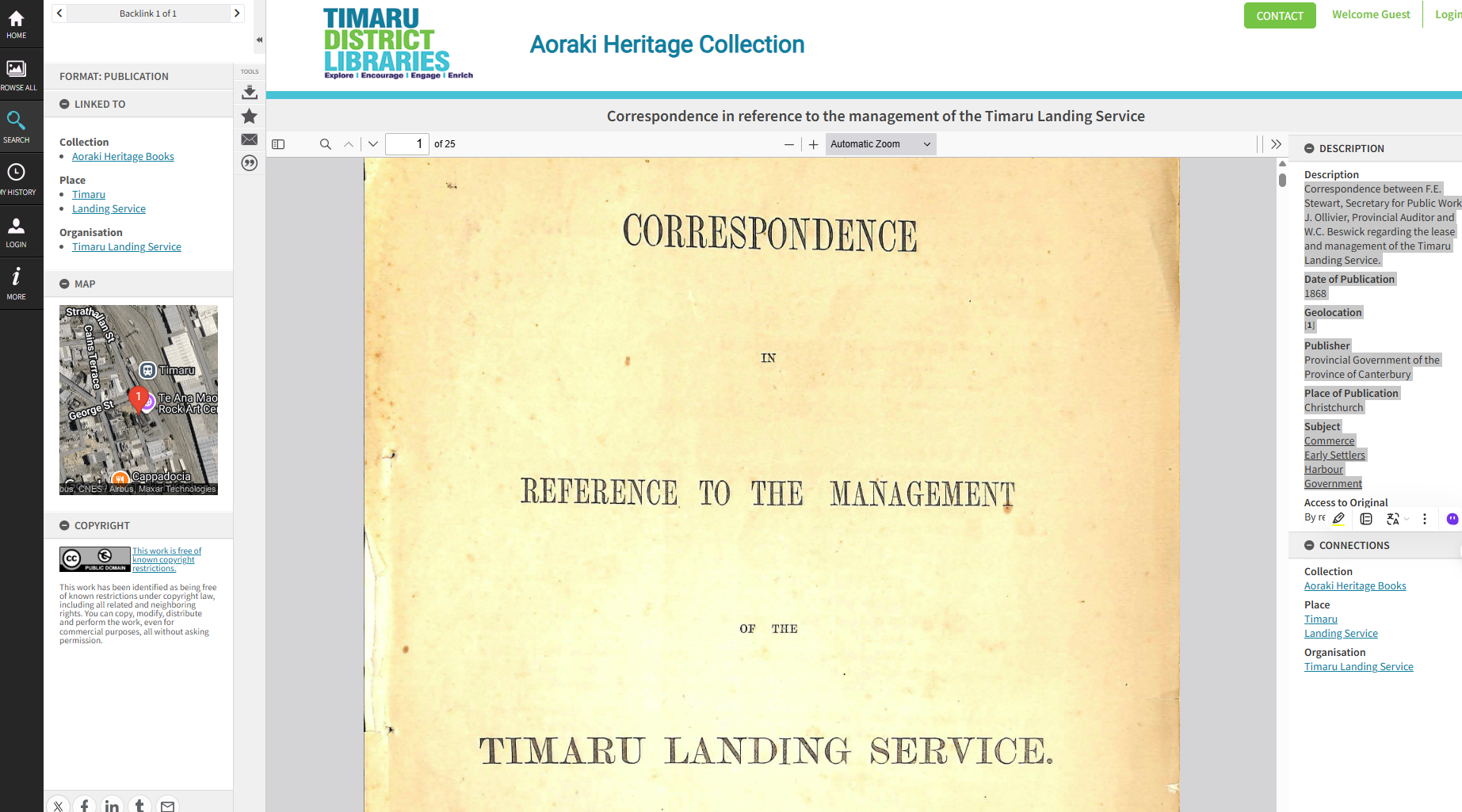 Correspondence in reference to the management of the Timaru Landing Service