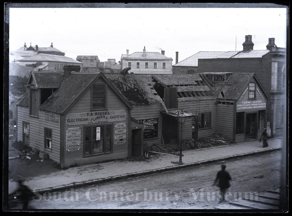 Demolition of commercial premises Stafford Street Beswick and George Timaru South Canterbury Museum 4698