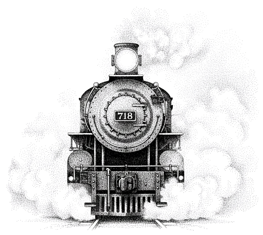 Fairlie Flyer train illutration based on photograph by Geoff Cloake