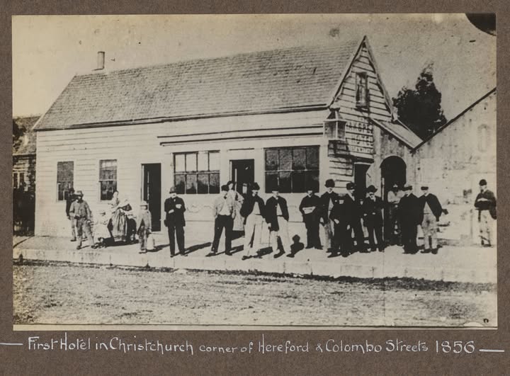 First Hotel in Christchurch 1856 Auckland Library Archive