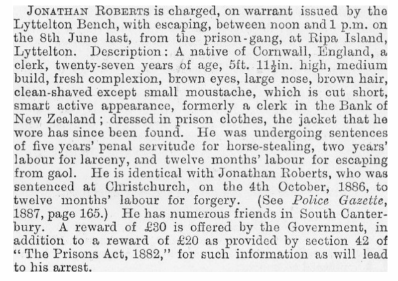 New Zealand Police Gazette Volume XII Issue 17 15 August 1888 Page 153