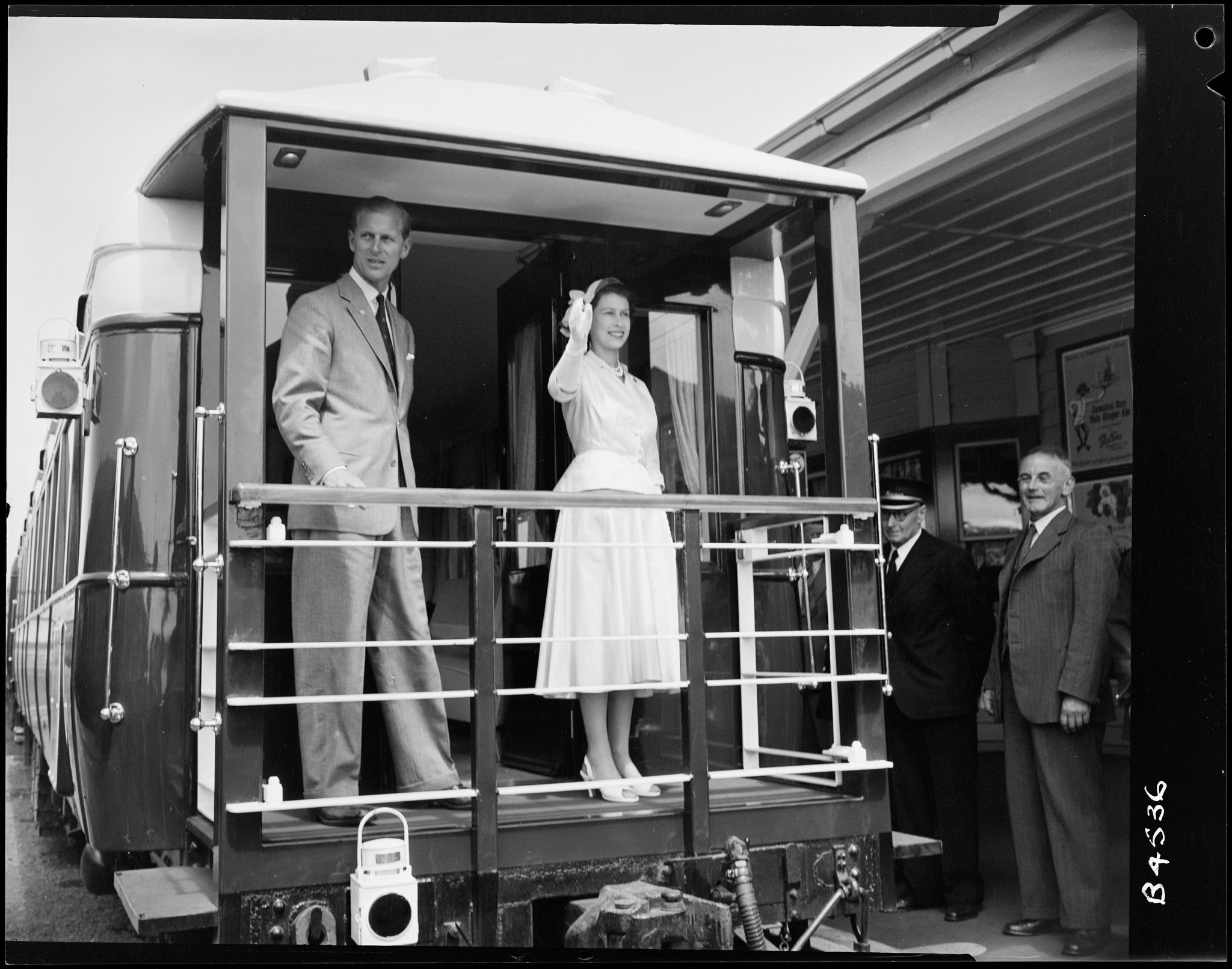 Queen Elizabeth on the Train at Timaru Station