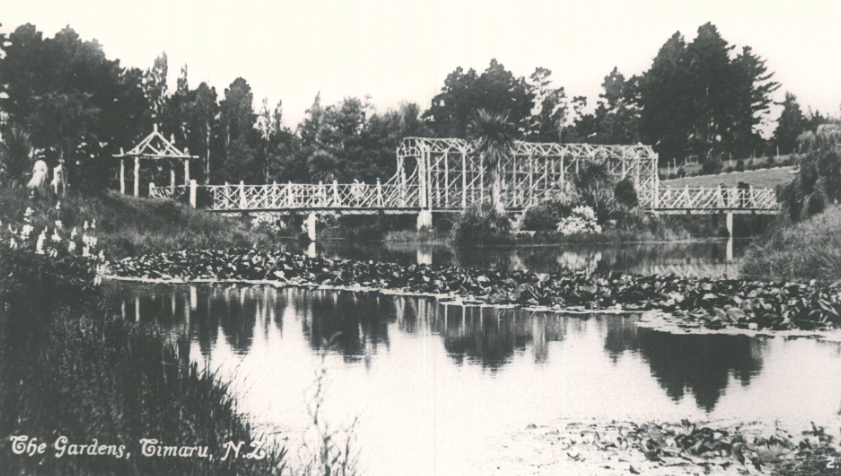 Rustic Bridge Timaru Park Copied from album lent Mr Clyne Hocken Library