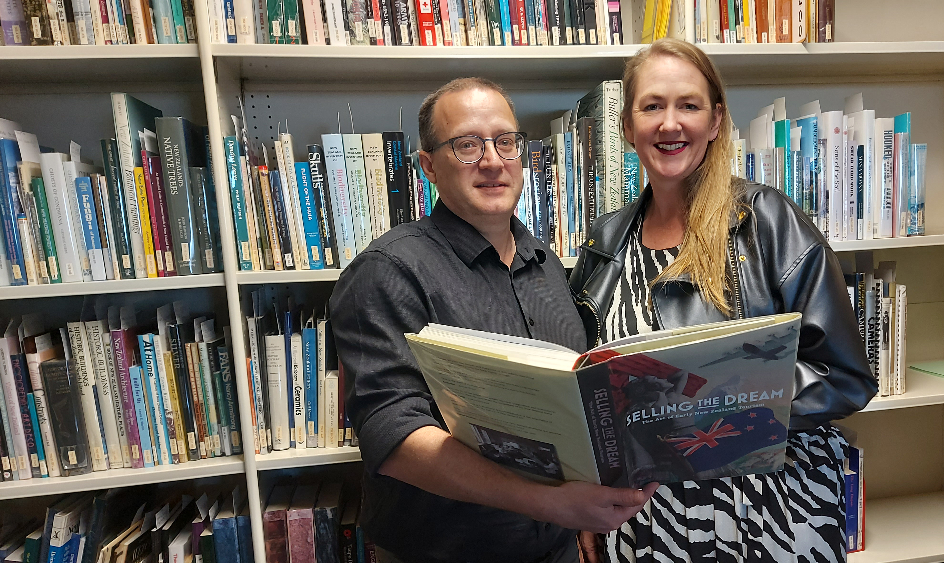 Tony Rippon South Cantebury Museum Collections Curator and Roselyn Fauth in the research room 2025