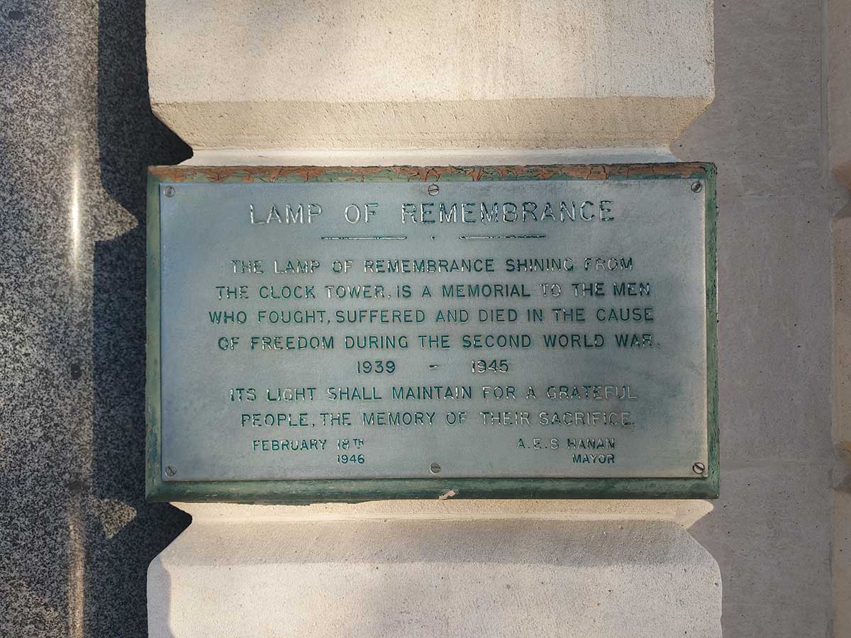 Lamp of remembrance Council clock tower plaque RFauth 2026 162042
