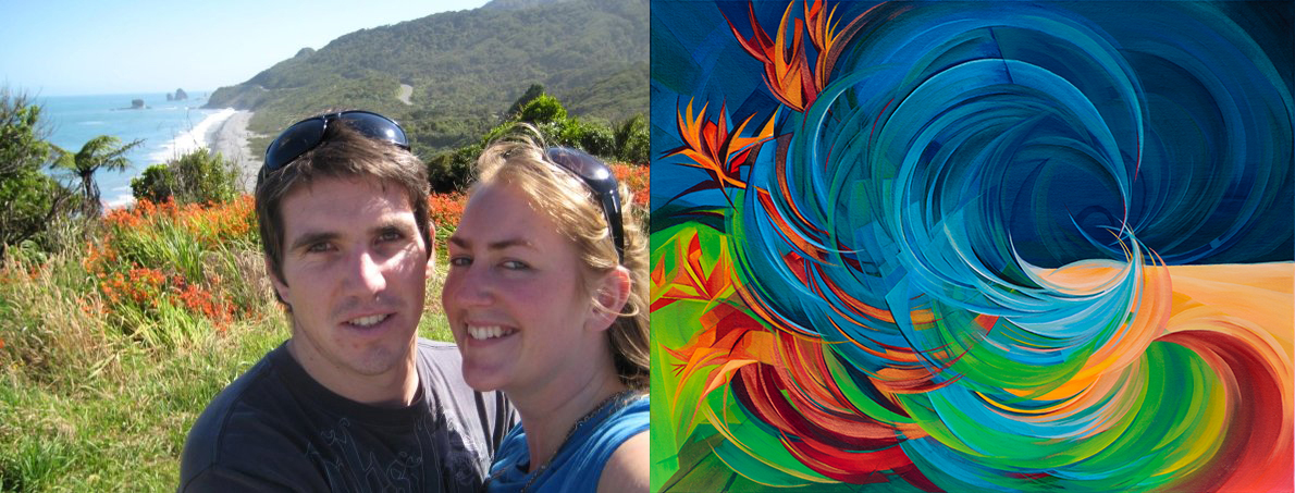 Coaster painting by Roselyn Cloake at the Aigantighe art gallery inspired by trips to Greymouth with Chris Fauth