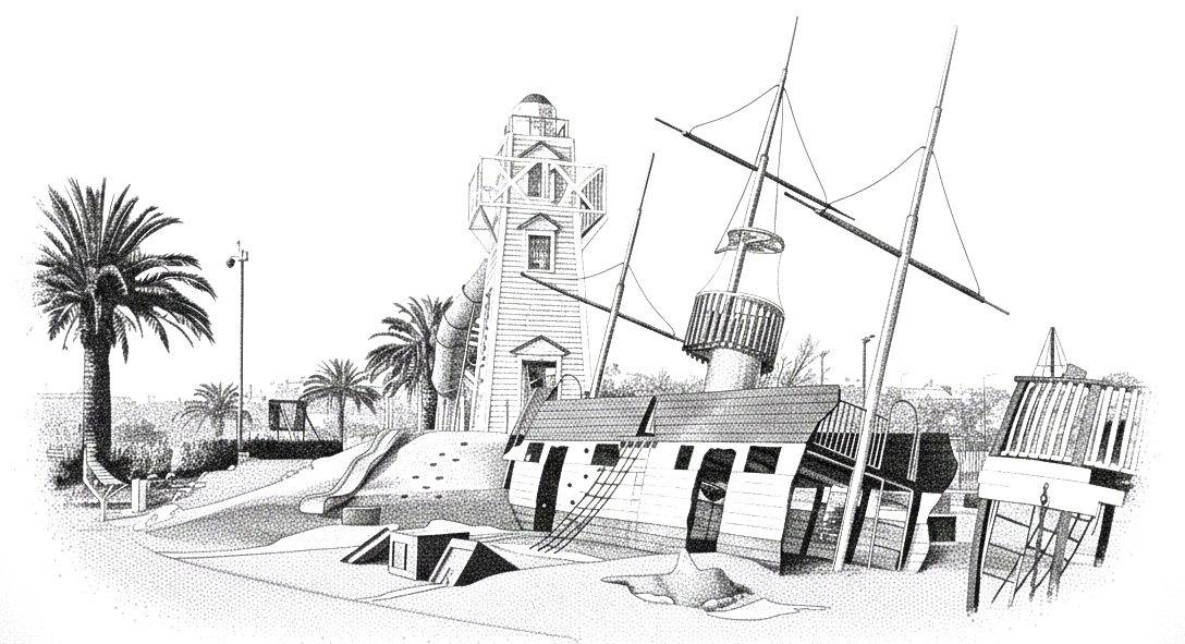 While the lifeboat was in storage a new playground was created at Caroline Bay themed around the areas maritime history